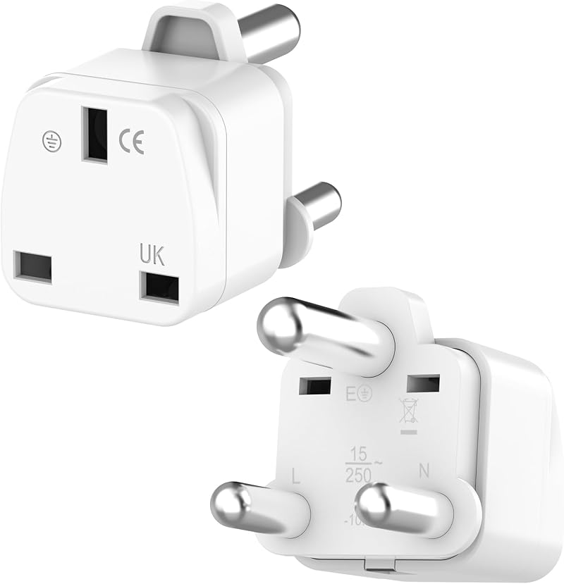 Loydia UK to South Africa Plug Adapter 2 Pack Type M 3 Pin