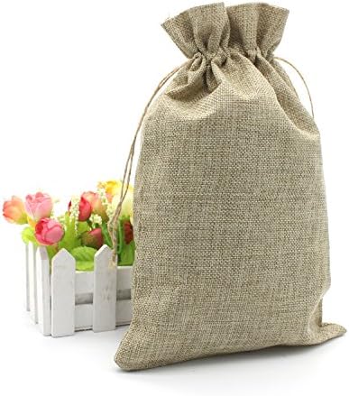 20 Pcs Faux Burlap Bags Wedding Paty Favor Small Gift Drawstring Sack (8"X12")