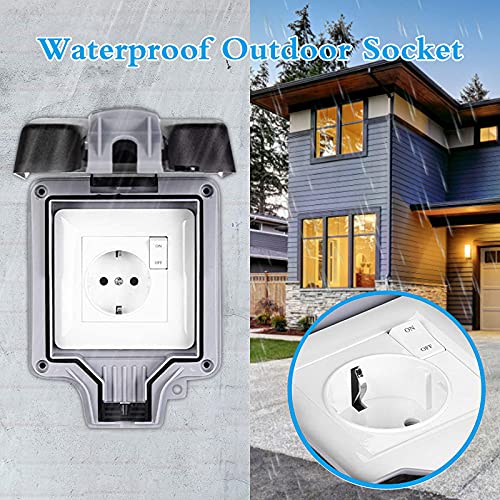 Colorful Außensteckdose Steckdose, IP66 Wasserdicht Wetterfest Schutzkontakt Wandsteckdose Hochleistungs Schalt External… – Bild 7