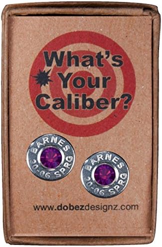 30-06 Rhodium Plated Stud Earrings with Swarovski Crystals- Amethyst (Barnes)