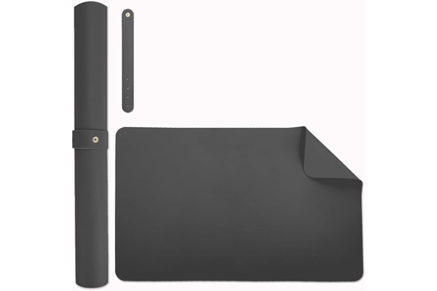 Double-sided Nail Table Mat for Nail tech – Soft Microfiber PU Leather Nail Desk Mat – Foldable Nail Art Table Mat Acetone Resistant for Nails Salon Home (Black) (Mat Only)