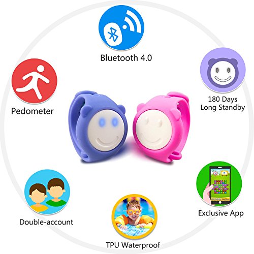 IWAWA Kid Smart Wristband Fitness Activity Tracker Pedometer Intelligent Bracelet with Sport Monitoring and Free Fun Game App for Android iOS Waterproof PINK