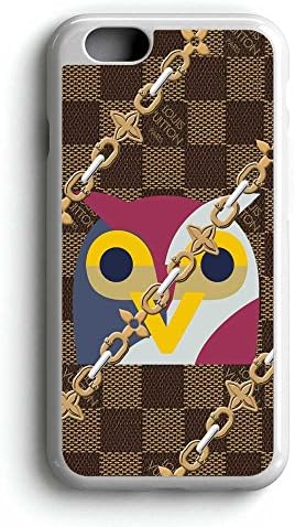 Gebleg-The Best chain owl with square brown pattern Design for iPhone 6 case White Hard Plastic Case