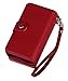 Hynice iPhone 5/5S/SE Wallet Case, iPhone 5/5S/SE Wallet Purse Case Leather Zipper Case with Credit Card Slots and Magnetic Detachable Slim Cover for iPhone 5/5S/SE (Litchi-red)