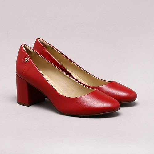 scarpin vermelho de couro