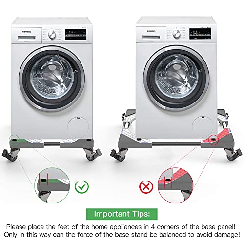SEISSO Mobile Dolly Washer Dryer Stand with 4 Double Locking Wheels, Adjustable Furniture Moving