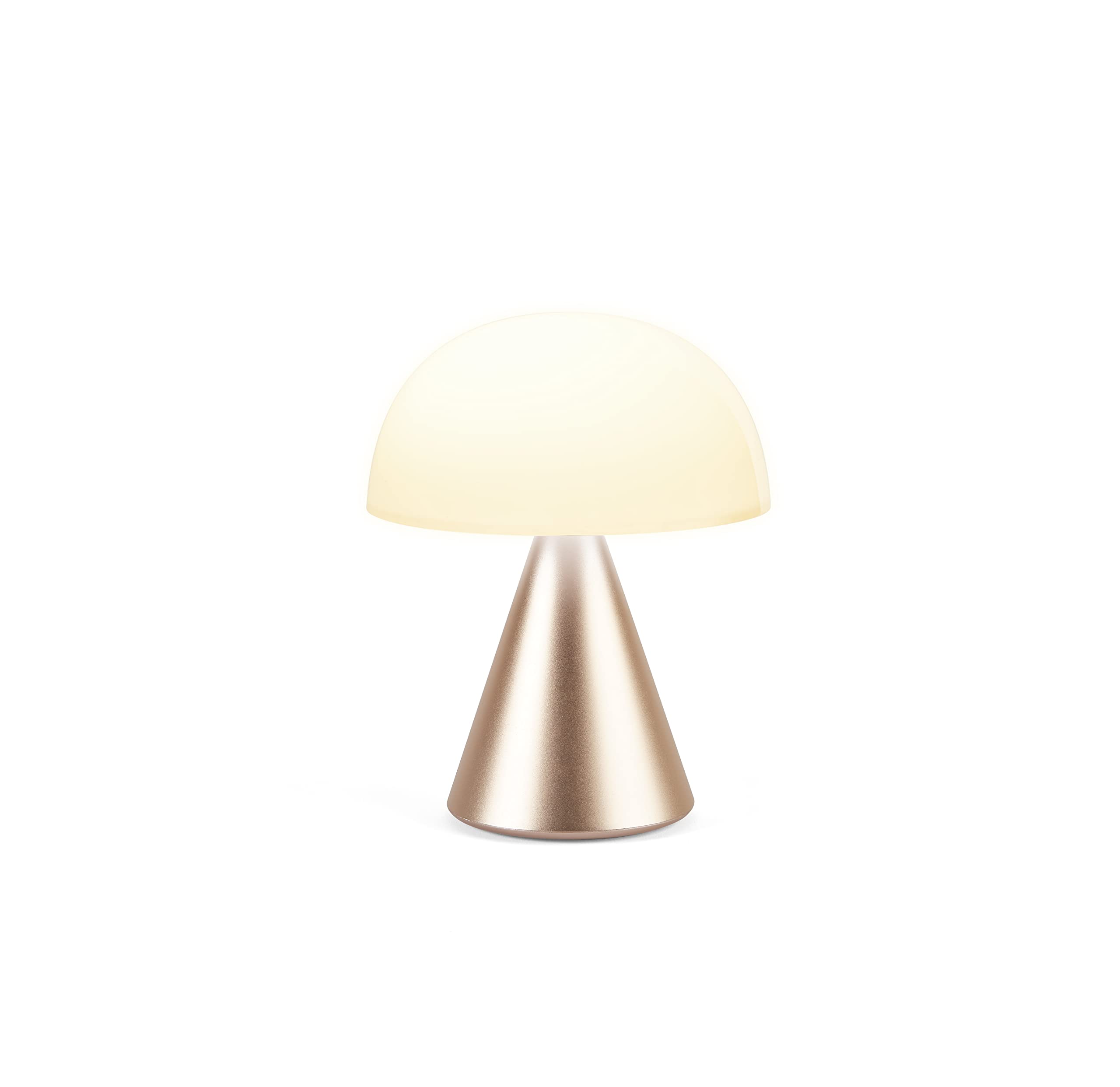 Lexon Mina L Mushroom Lamp - 9 LED Color Table Lamp for Bedrooms, Living Room & Office - Cordless, Rechargeable with 24h Light & Dimmer, Aluminum, Large - Soft Gold