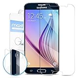Galaxy S6 Screen Protector, Maxboost® Tempered Glass (Front) + PET (Back) Screen Protector For Samsung Galaxy S6 - 0.2mm Ballistic Glass Screen Protection Case Fit 99% Touch Accurate - FB Clear