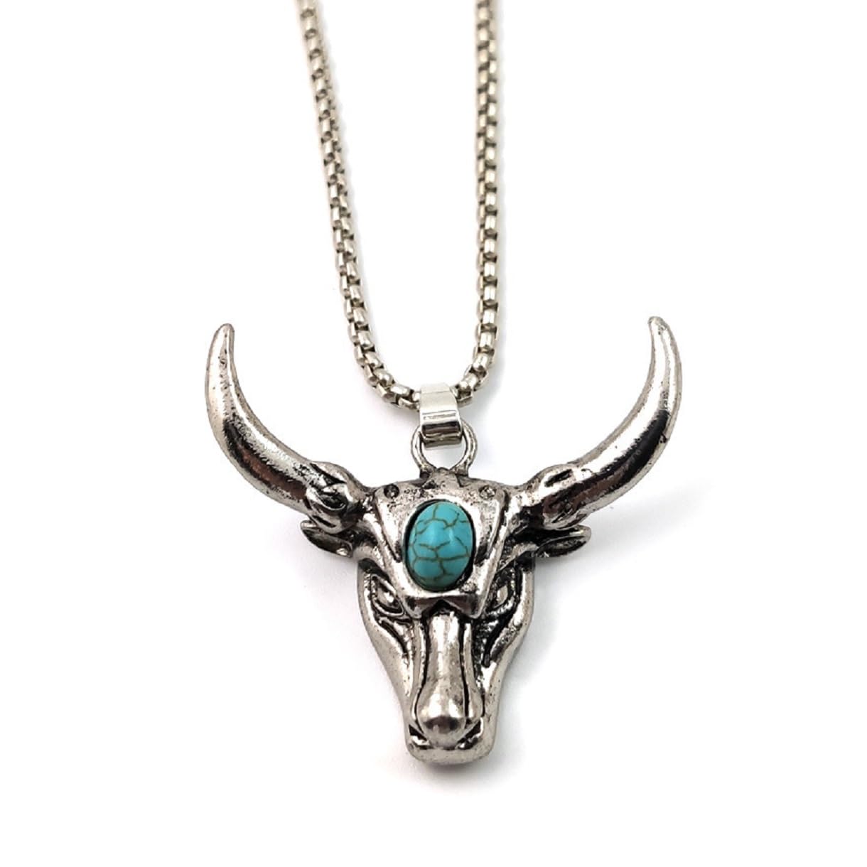 MayiaHey Gothic Bull Head Necklace for Men, Hip Hop Bull Skull Necklace Stainless Steel Viking Bull Pendant Necklace for Boy