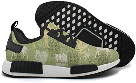 YHFJYT Men's Wilderness Woodland Animal Silhouettes Casual Sneaker Breathable Mesh Flat Running Shoes
