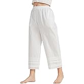 BEAUTELICATE Women 100% Cotton Pettipants for Women Under Dress Lace Trim 2 Side Pockets