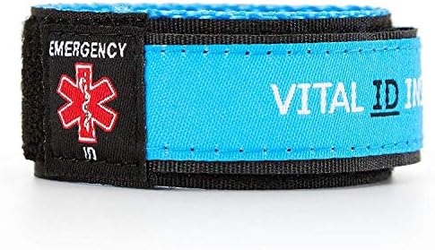 QRepublik Medical ID Bracelet - the wrist ID 25 mm and Medical Alert Badge - blue Classic Nylon - Medical Alert Identification Band for Men & Women & Kids