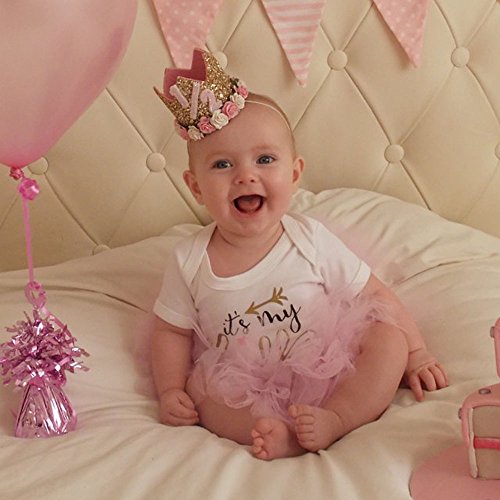 image for LQSmile Baby Princess Tiara Crown, Baby Girls/Kids First Birthday Hat 