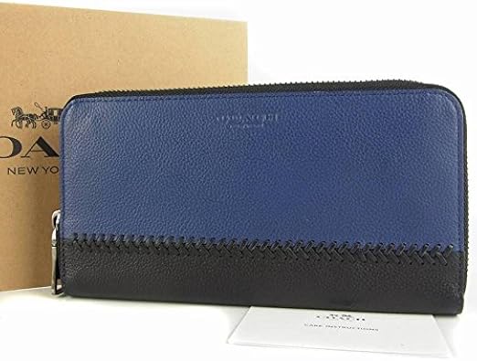 Amazon アウトレット品 コーチ Coach メンズ F ウォレット イン ベースボール レザー バイカラー ラウンドファスナー 長財布 保存箱付き インディゴブルー ブラック sam 並行輸入品 Coach コーチ 財布