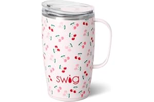 Swig Life 18oz Travel Mug, Insulated Tumbler with Handle and Lid, Cup Holder Friendly, Dishwasher Safe, Stainless Steel, Trav