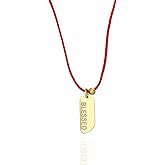 Affirmation Necklace Collection. LOVE - HOPE - BELIEVE - BLESSED - LUCKY. 18K Gold Plated Affirmation Pendant on Lucky Red silk String chain (Adjustable). UNISEX One of a Kind Meaningful Gift