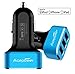 [Certified by Apple] ACEPower® Premium 3 USB 26W 5.1A Aluminum Panel Compact Designed USB Car Charger for iPhone 6 6plus 5 5S 5C 4 4S,iPad 4 3 2,iPad mini,iPad air Battery Power Supply for All Apple Device, Galaxy, Cell Phones, Tablet, Android Devices (Black+Blue)