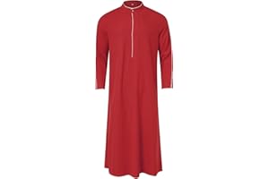 Thobe for Men Long Sleeve Muslim Kaftan Cotton Linen Arabic Abaya Islamic clothing Mens Caftan Islamic Cloth Shirt Gown