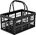 CleverMade CleverCrates 16 Liter Shopping Basket/Grocery Tote: Collapsible Storage Bin/Container, Black