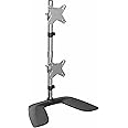 StarTech.com Vertical Dual Monitor Stand - Ergonomic Desktop Stacked Two Monitor Stand up to 27 inch VESA Mount Displays - Free Standing Universal Monitor Mount - Height Adjustable - Silver (ARMDUOVS)