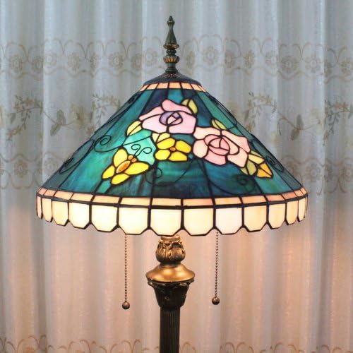 Tiffany 16-inch European-style green peony floor lamp 3 light bulbs