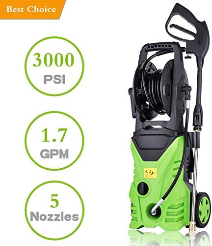 Meditool Electric Power Pressure Washer, 3000 PSI 1.70 GPM Electric Pressure Washer, High Pressure Cleaner with Hose Reel