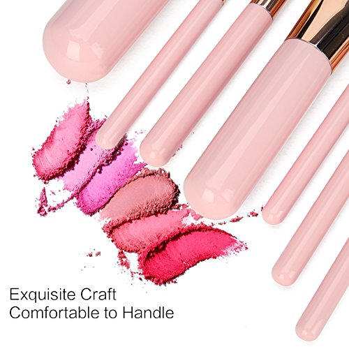 Marshmallow Makeup Brush Set, YEVITA 7pcs Professional Synthetic Face Brush with Portable Case for Foundation Eye Makeup Concealer Mascara Contour Lip Cosmetic Powder Tools Kit for Women-Pink - Thumbnail 3