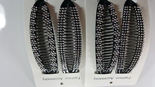 4pcs Jumbo Banana Comb Clip Thick Hair Riser Claw Interlocking Jaw Extra . (Black)