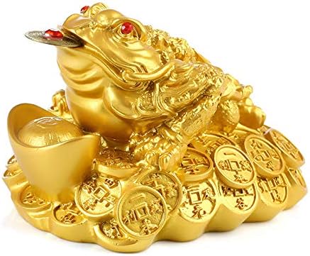 LKXZYX figurines ornaments for kids toys bronze family decoration,Feng Shui Toad Money Lucky Fortune Wealth Chinese Golden Frog Toad Coin