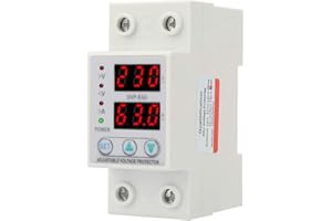 FLEXMAN Voltage Current Protector, AC230V 63A Adjustable Voltage Current Protector with Dual LED Display, Single Phase Auto Repetitive Current Protector