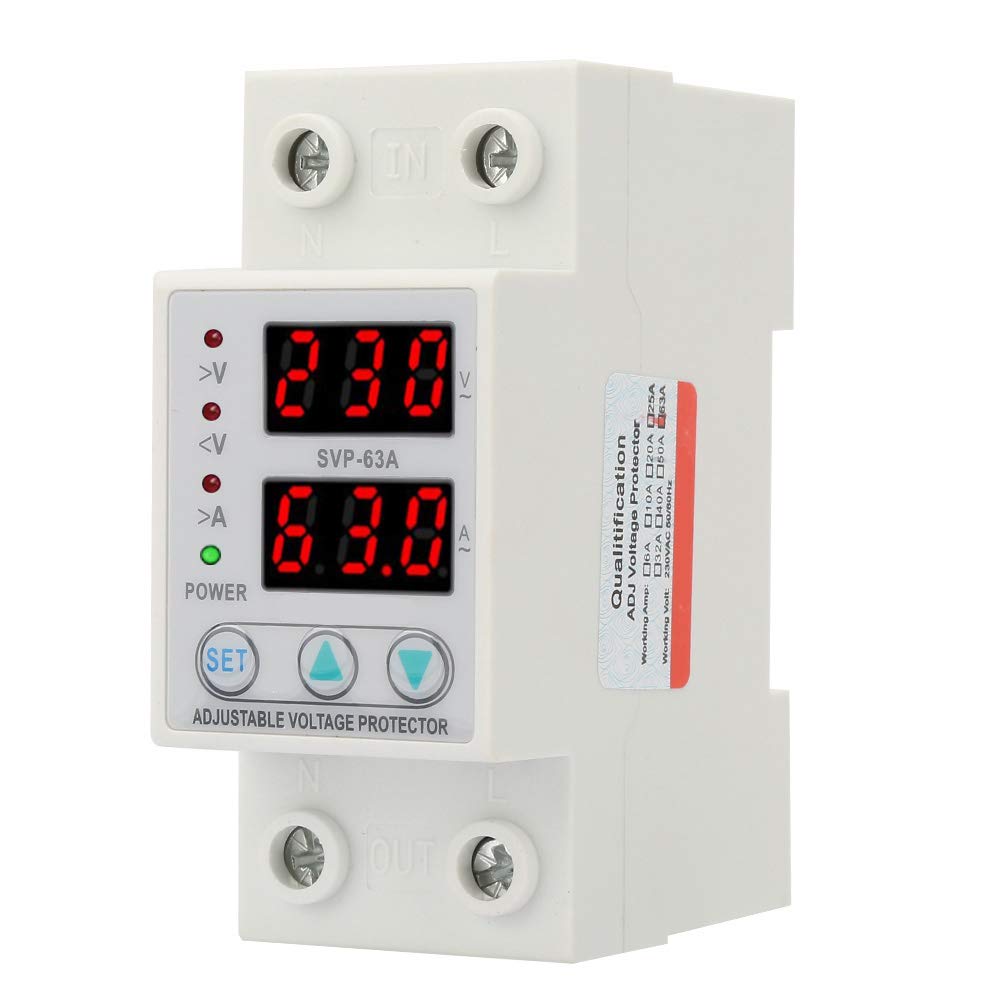 SVP-63A Voltage Protective Device, Single Phase Adjustable Voltage Current, Double LED Display Protective Device