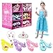 BiBiblack Girls Princess Dress up Shoes Role Play Collection Shoes Set with Princess Tiara and Accessories Jewelries Pink