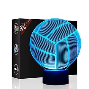 Gawell Christmas Gift Volleyball 3D Illusion Birthday Present Lamp, 16 Color Changing Touch Switch Table Desk Decoration…