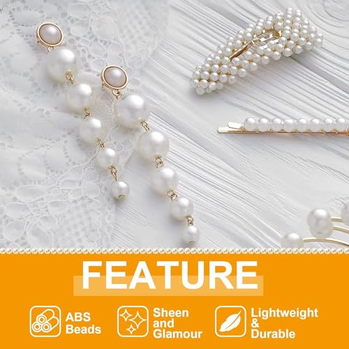PODDU White Round Beads, 1000 Pieces, 6 mm ABS Glass Beads, Craft Beads for Jewellery Making