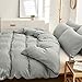 BOBforyou 3 Pieces Duvet Cover Queen,Stone Washed Yarn Dyed Microfiber Duvet Cover Set,Ultra Soft and Easy Care,Simple Style Bedding Set (Gray, Queen)