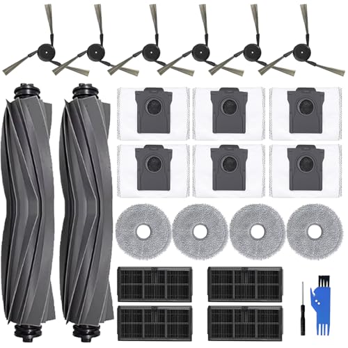 Homruich 22 Pieces Accessories for Mova P50 Pro Ultra/P50 Pro, Dreame X40 Ultra Complete / L40 Ultra, 2 Main Brush, 4 Towels, 4 Filters, 6 Dust Bags, 6 Side Brushes