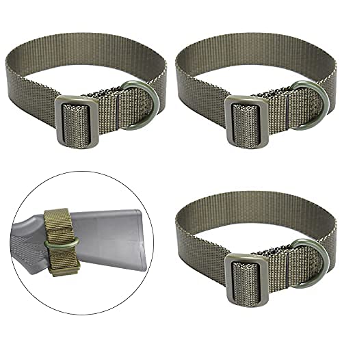 DriSubt 3pcs Adjustable Nylon Buttstock Sling Strap Attachment Sling Mount Adapter Kit Attach to Any Sling (1 Point Sling/ 2 Point Sling) for Rifle Airsoft Shotgun (Green)