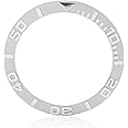 HURRISE Watch Ceramic Bezel Insert, Ceramic Embossed Digit Watch Bezel Ring Replacement Accessory Parts for Repairer, Watch Bezel Insert 38mm (Silver)
