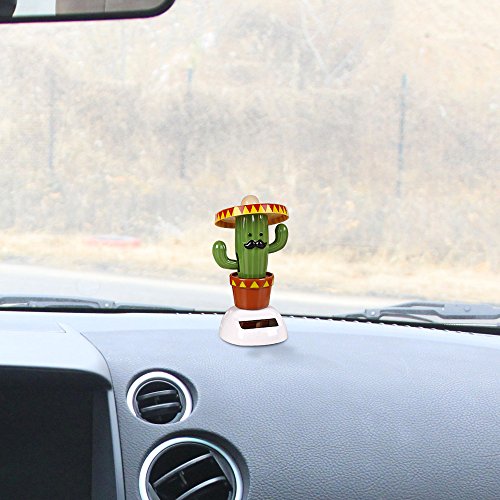 Solar Dancing Toy Animal Solar Powered Dancing Dolls Swinging Animated Bobble Dancer Car Decor (Cactus)