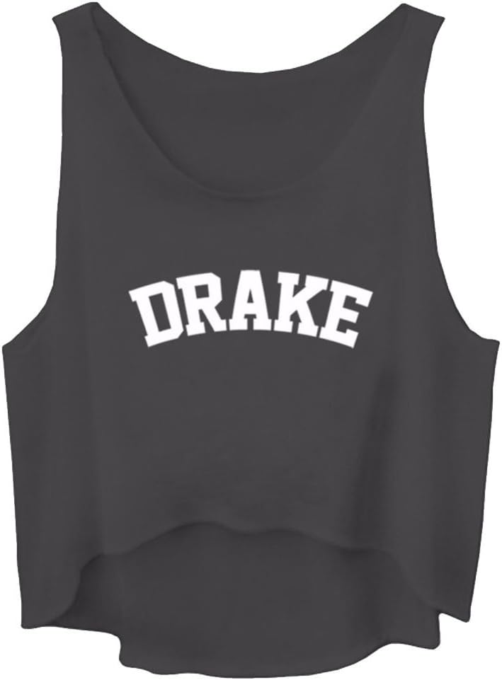 Women Summer Style Drake Letter Print Crop Tops Teen Girls Sleeveless Tank Top