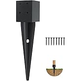 1 Pcs 4x4 Fence Post Anchor Ground Spike 16"(Inner Size 3.6"x3.6") Black Powder Coated–Mailbox Post Anchors, for Deck,Fence,Railing,Mailbox..