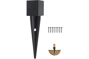 XIHUWZ 1 Pcs 4x4 Fence Post Anchor Ground Spike 16"(Inner Size 3.6"x3.6") Black Powder Coated–Mailbox Post Anchors, for Deck,Fence,Railing,Mailbox..