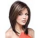 YX Medium Length Dark Brown Wig with Bangs Natural Looking Human Hair Wigs for White Women