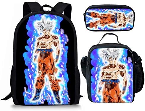 CuMagical Dragon Ball Kids Backpack with Lunch Box Pencil Bags Set Fashion School Book Bag