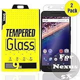 [2 pack] Nexus 5X Screen Protector Bubble Free Install Draws Google LG 5X Tempered Glass Screen Protector [2015] 0.28mm Ultra Thin Premium HD 9H Hardness Reusable with Lifetime Replacement Warranty