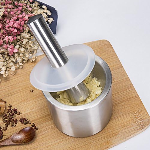 Mortar and Pestle Set 1 cup / Molcajete Inch / Spice Grinder Silicone Anti-slip Protector Granite Stainless Steel spoon scraper