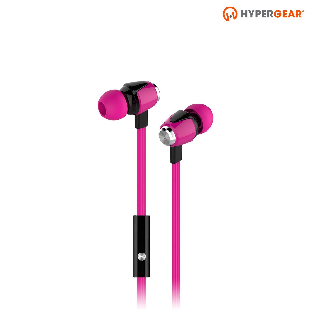 HYPERGEAR dBm Wave Wired In-Ear Headphones with In-line Microphone for Calls. Noise Isolation Earphones with Precision Bass Sound Compatible for iPhones, Androids, iPad/Tablets & Other Devices (Pink)
