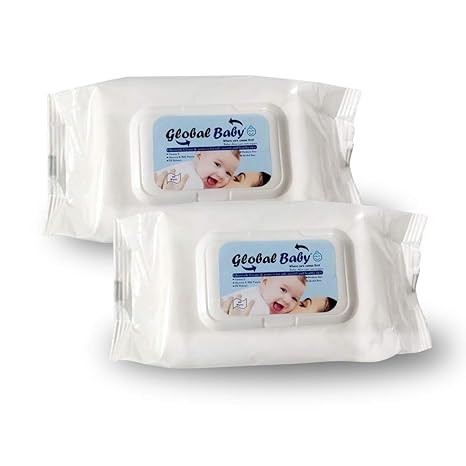 Globalbaby Combo of 2 Skincare Gentle Baby Wet Wipes (White, 80 Pcs)