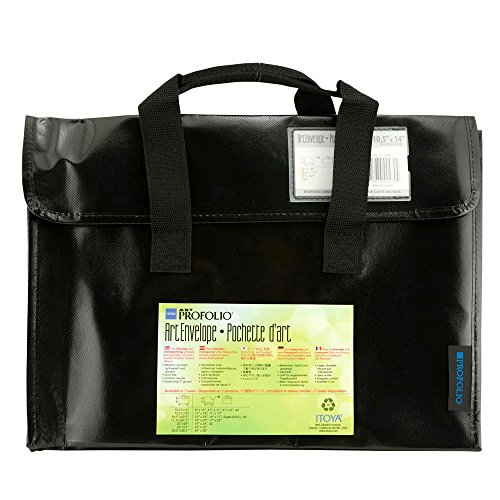 Itoya Profolio Art Envelope Pro, Weather-Resistant with Nylon Handles, 10.5 X 14 inches, Gloss Black (NV-10-14BK)