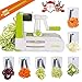 Comezy 7-Blade Spiralizer Vegetable Slicer Best Veggie Pasta Spaghetti Maker & Julienne Cutter for Low Carb/Paleo/Gluten-Free Meals, Caddy & Cleaning Brush, Green
